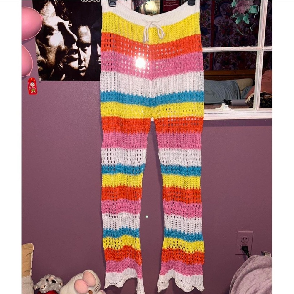 y2k 2000s crochet pants ! size l !